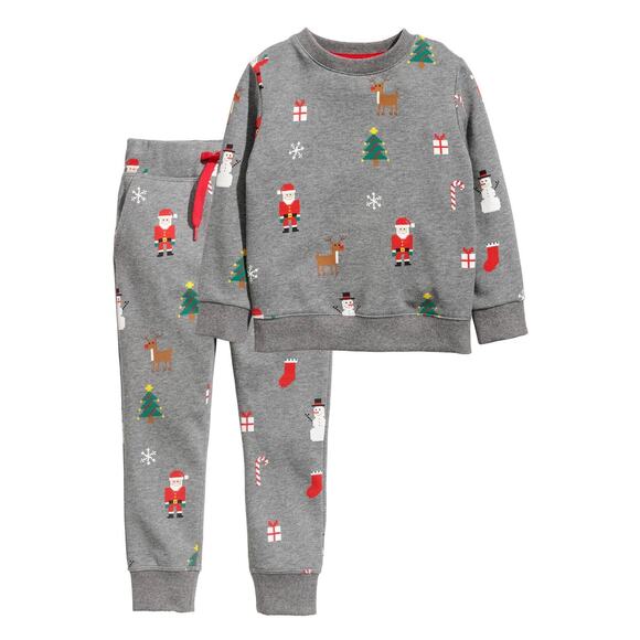 H&M Santa Sweatshirt and Trousers Set - Size 6-8 Years - Picture 1 of 6